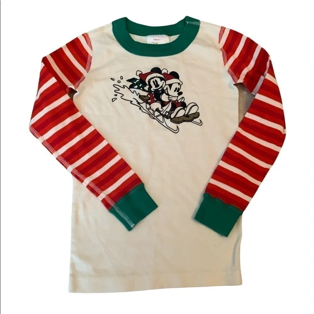 Hanna Andersson Holiday Disney Mickey And Minnie Pajama Top Size 5